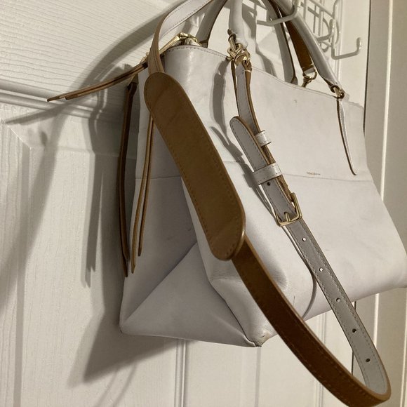 Coach White Camel/Brown Edgepaint Borough Bag Glove-Tanned Leather Satchel - Med - Picture 5 of 15